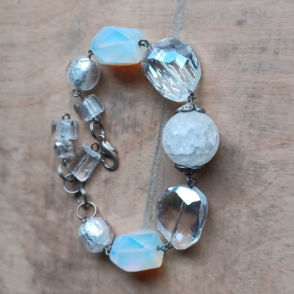 Bracelet white marble quartz stones moonstones - Picture 7 of 9